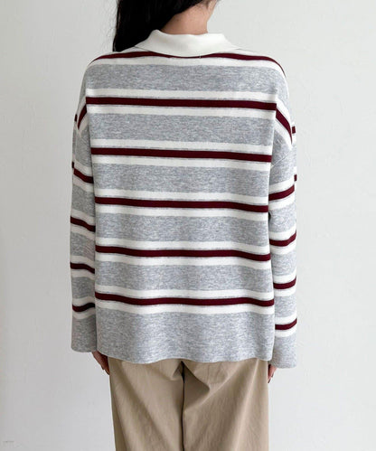 條紋針織套頭衫
