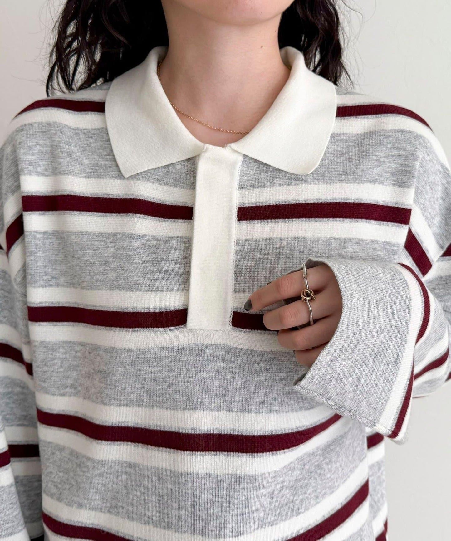 條紋針織套頭衫