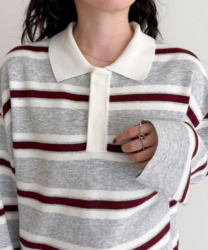 條紋針織套頭衫