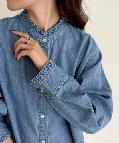 立領荷葉邊襯衫