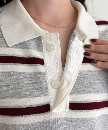 條紋針織套頭衫