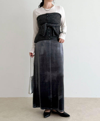 天鵝絨修身半身裙