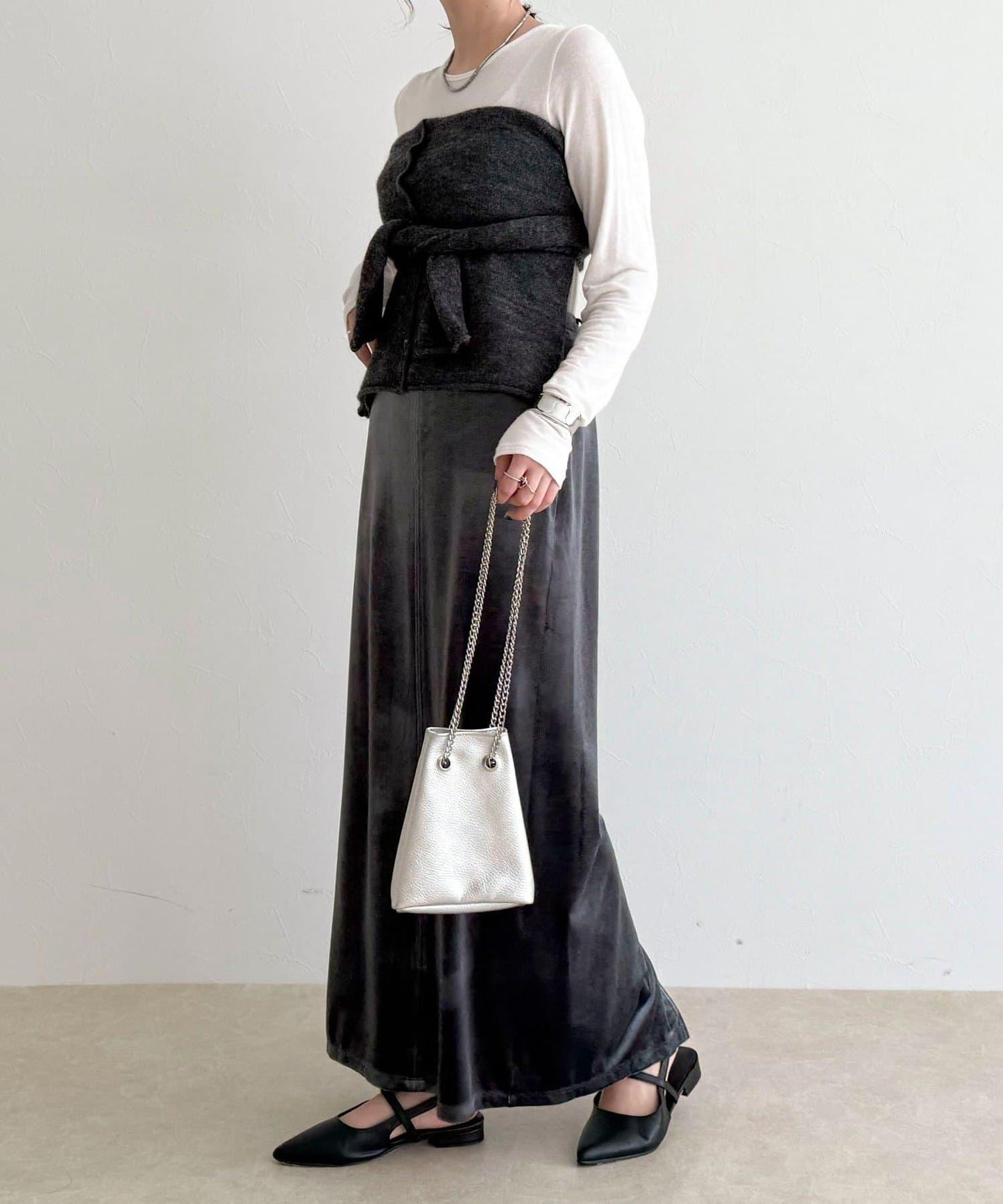 天鵝絨修身半身裙