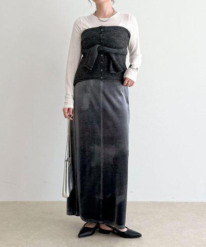 天鵝絨修身半身裙