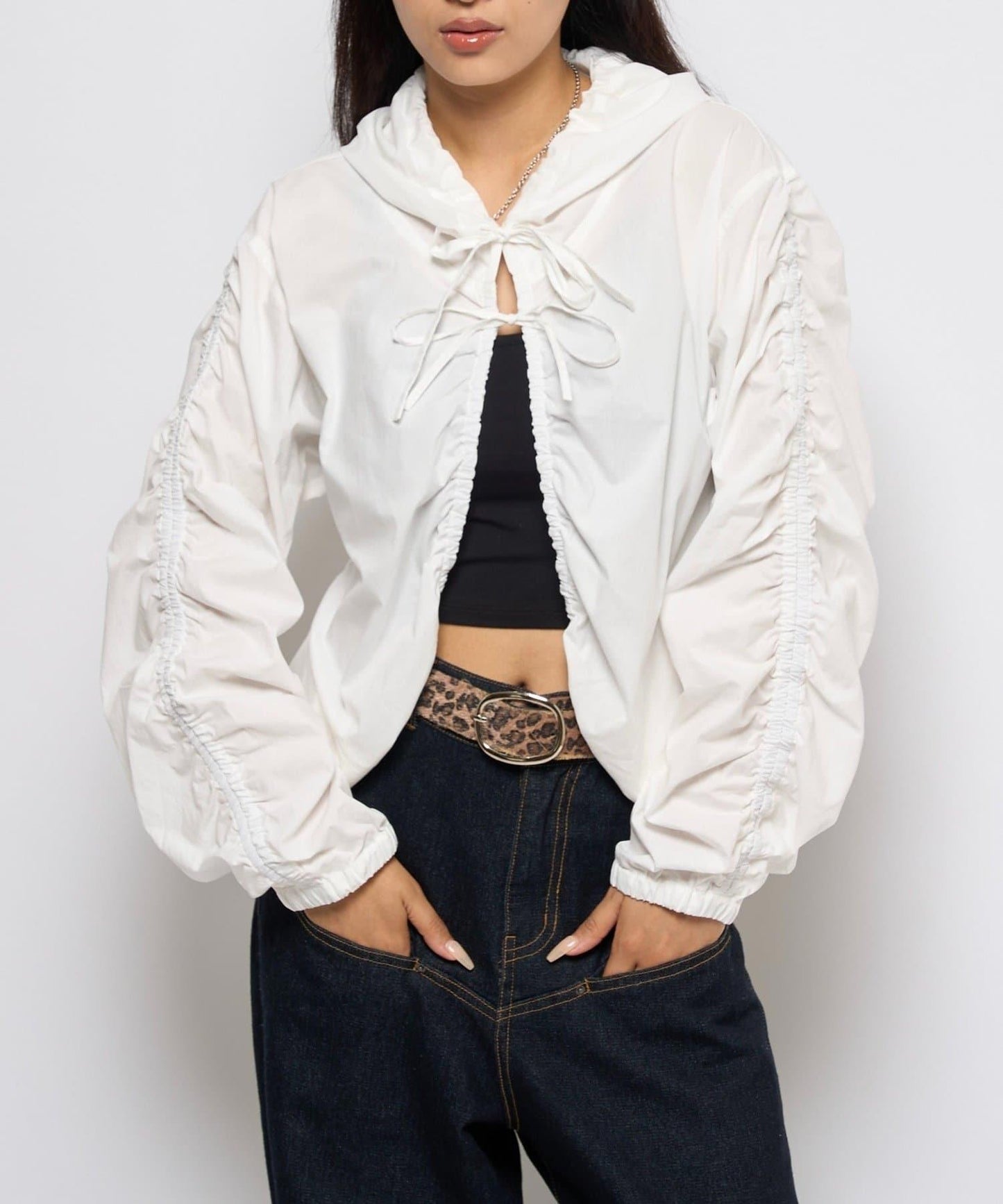 【WHO'S WHO gallery】抽褶連帽襯衫夾克