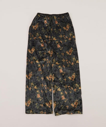 花卉圖案天鵝絨休閒褲