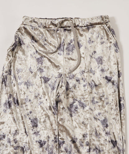 花卉圖案天鵝絨休閒褲