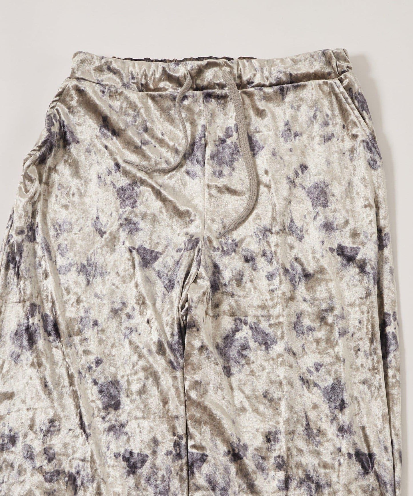 花卉圖案天鵝絨休閒褲