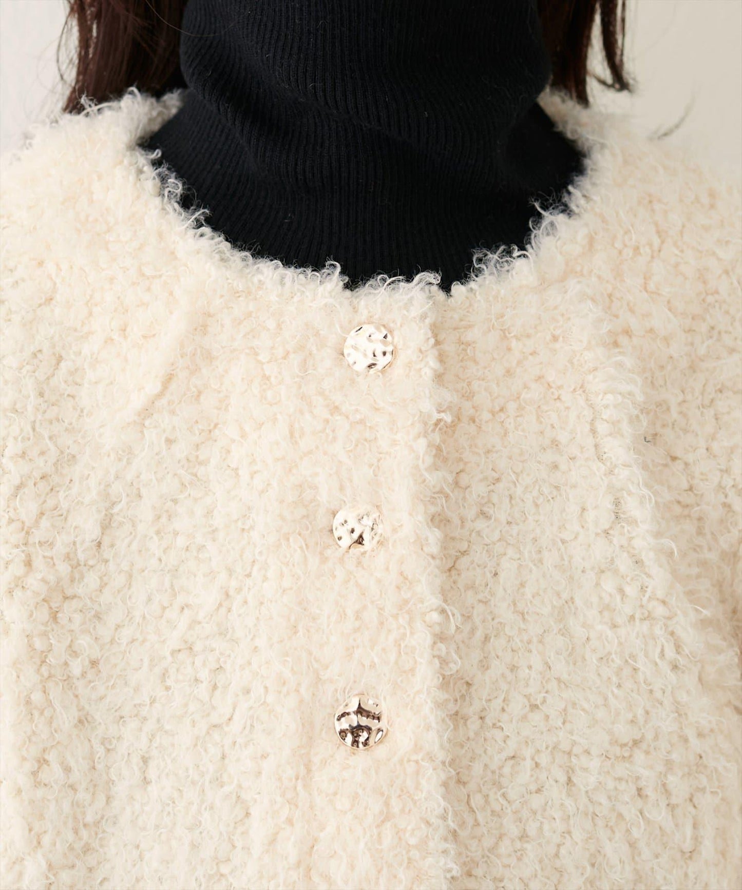 荷葉邊羊羔絨開衫