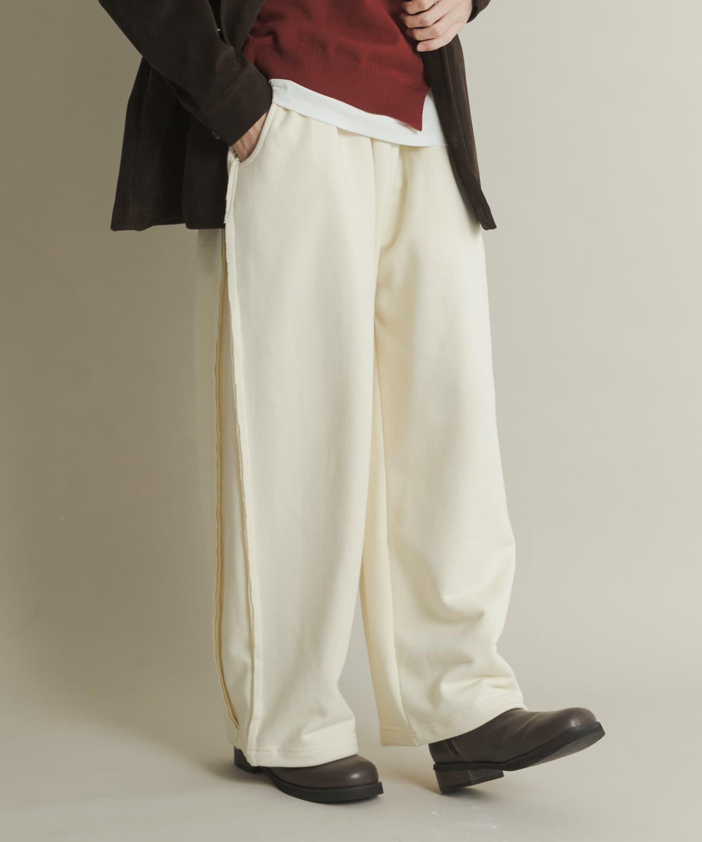 衛衣面料寬鬆褶皺長褲