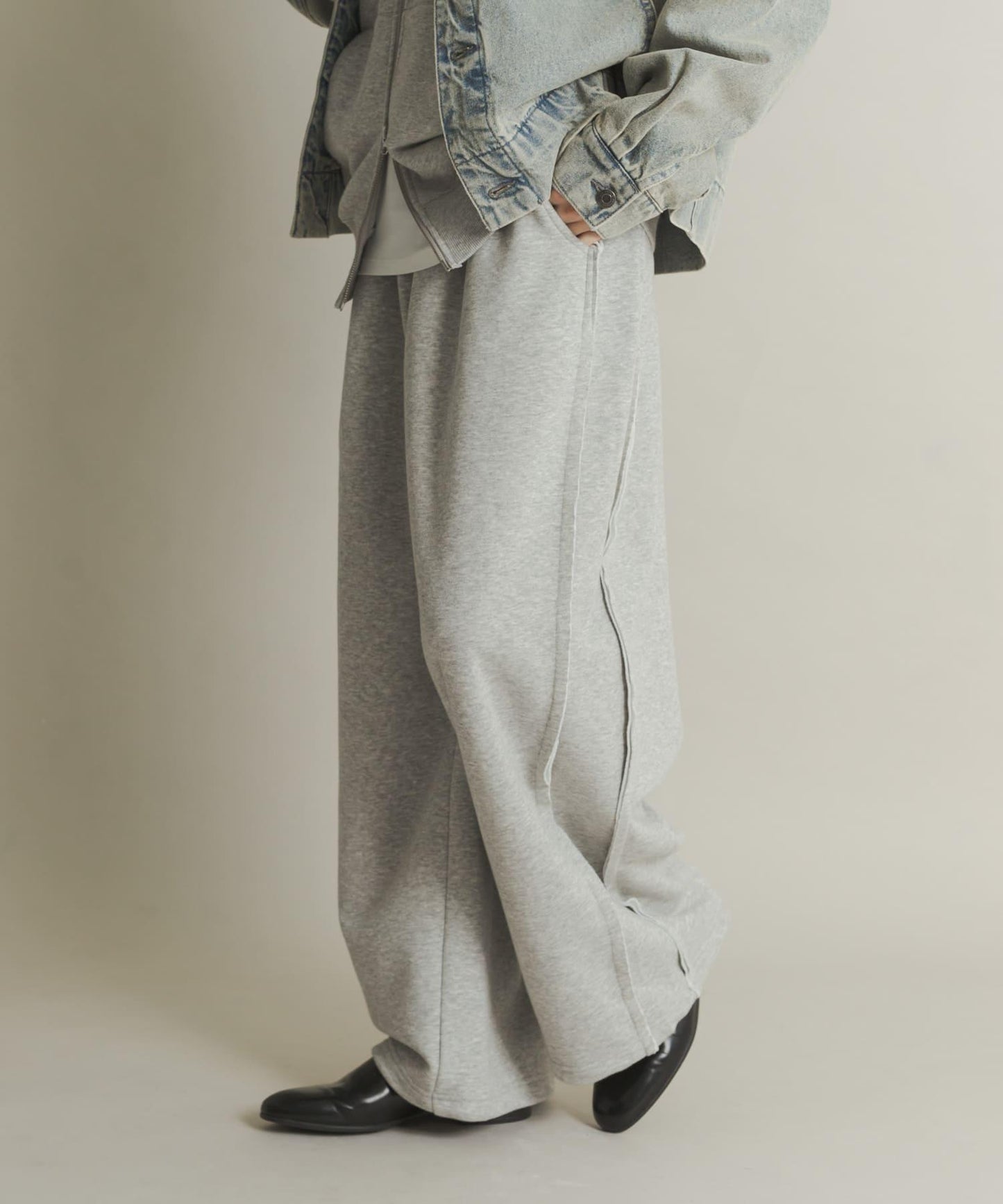 衛衣面料寬鬆褶皺長褲