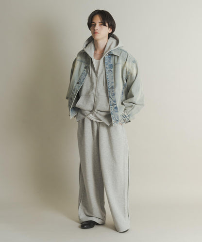 衛衣面料寬鬆褶皺長褲