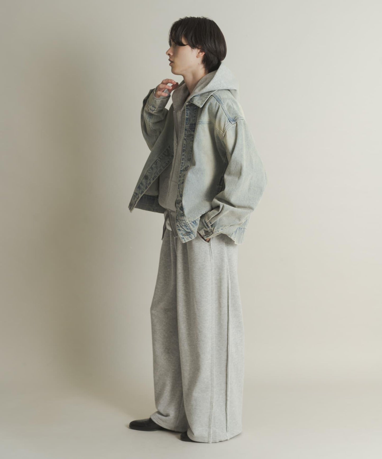 衛衣面料寬鬆褶皺長褲