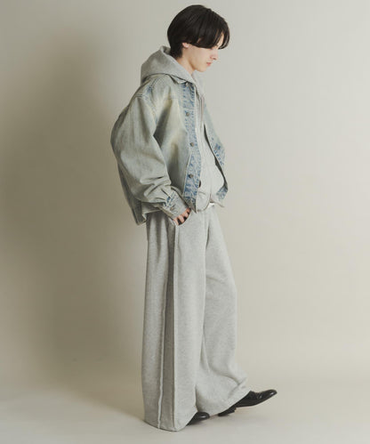 衛衣面料寬鬆褶皺長褲