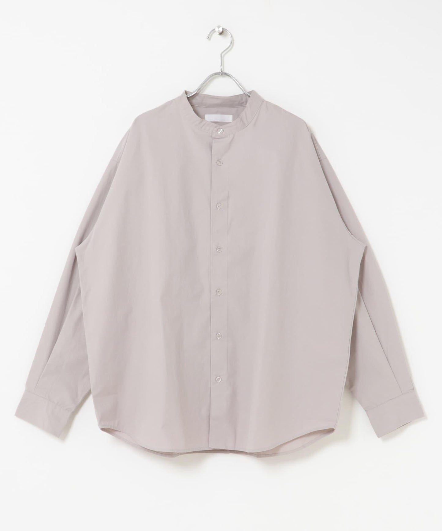 桃色寬鬆立領長袖襯衫