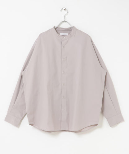 桃色寬鬆立領長袖襯衫