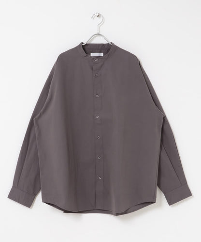 桃色寬鬆立領長袖襯衫