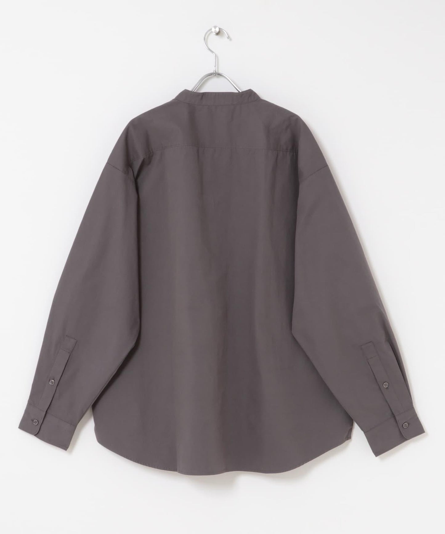 桃色寬鬆立領長袖襯衫