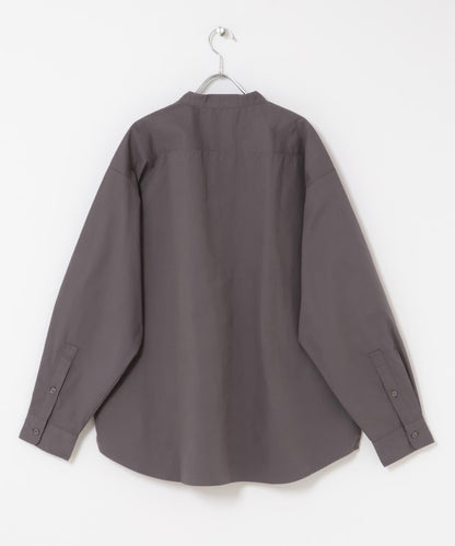 桃色寬鬆立領長袖襯衫