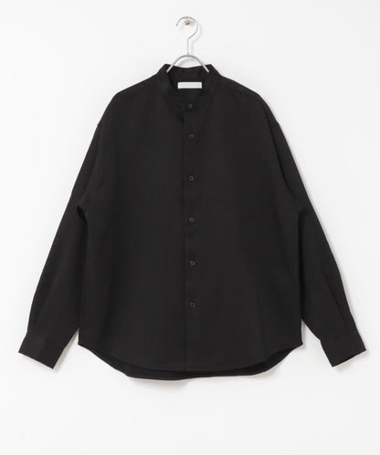 羊毛感立領寬鬆襯衫