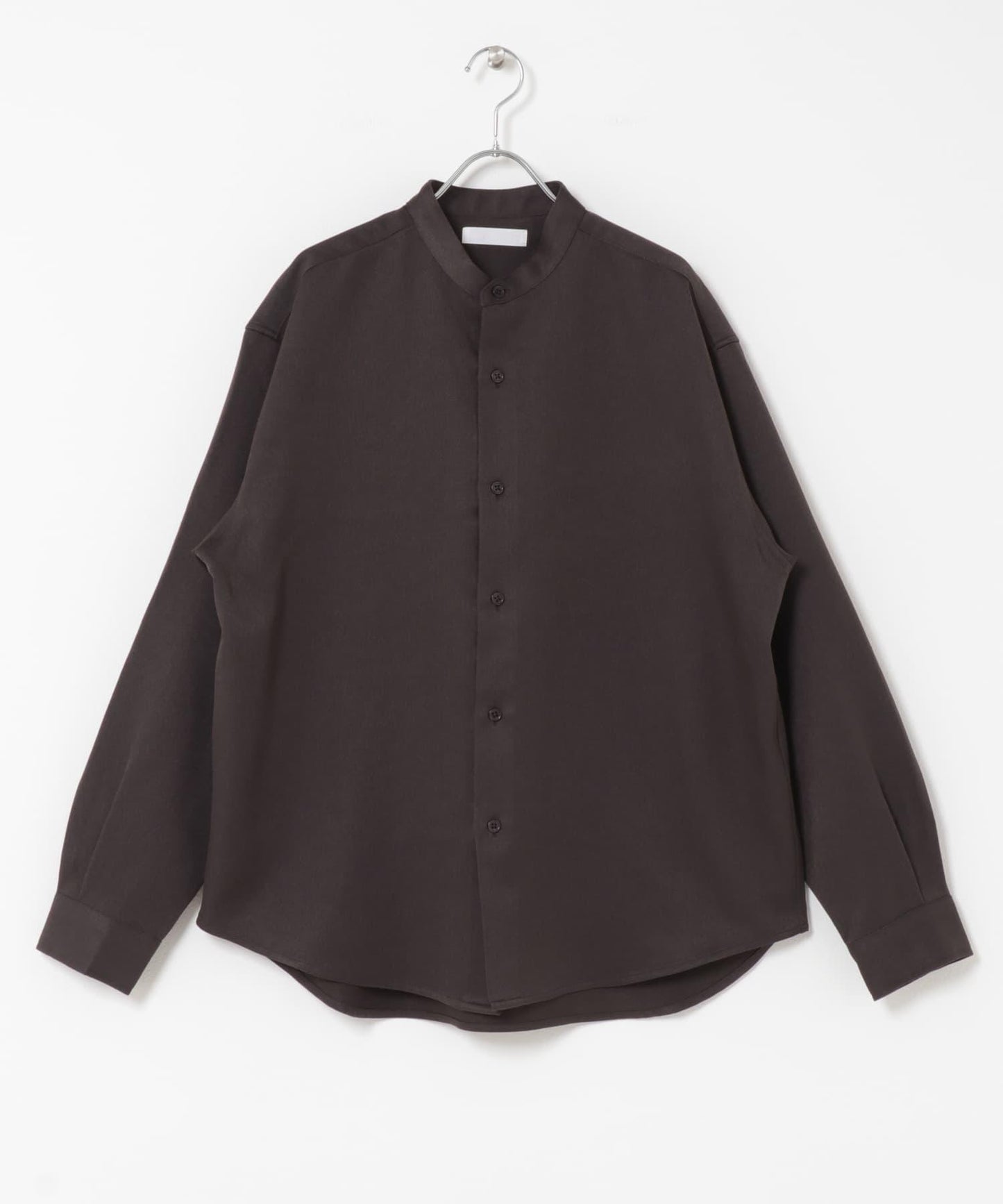 羊毛感立領寬鬆襯衫