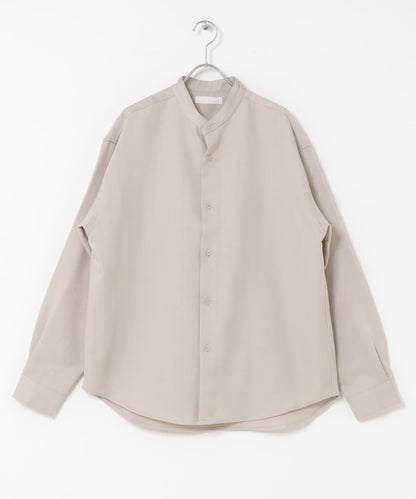 羊毛感立領寬鬆襯衫