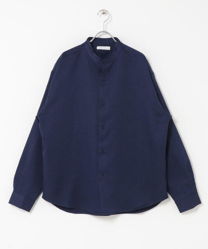 羊毛感立領寬鬆襯衫