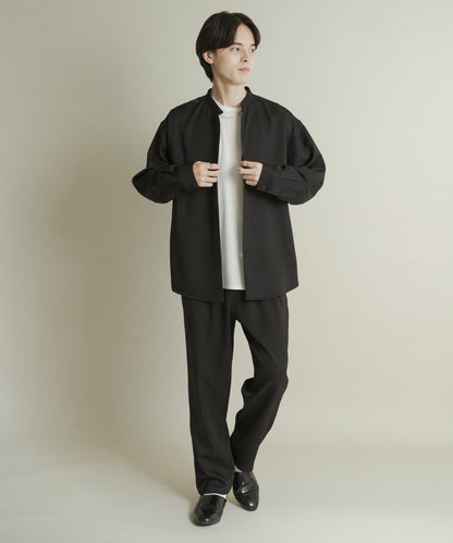 羊毛感立領寬鬆襯衫