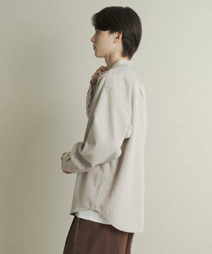 羊毛感立領寬鬆襯衫