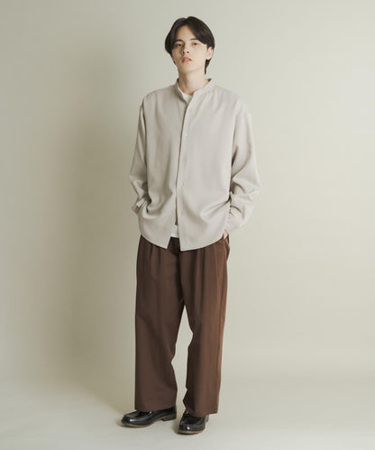 羊毛感立領寬鬆襯衫