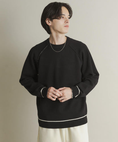 部分色 可水洗/防起球 彈力拼色針織衫