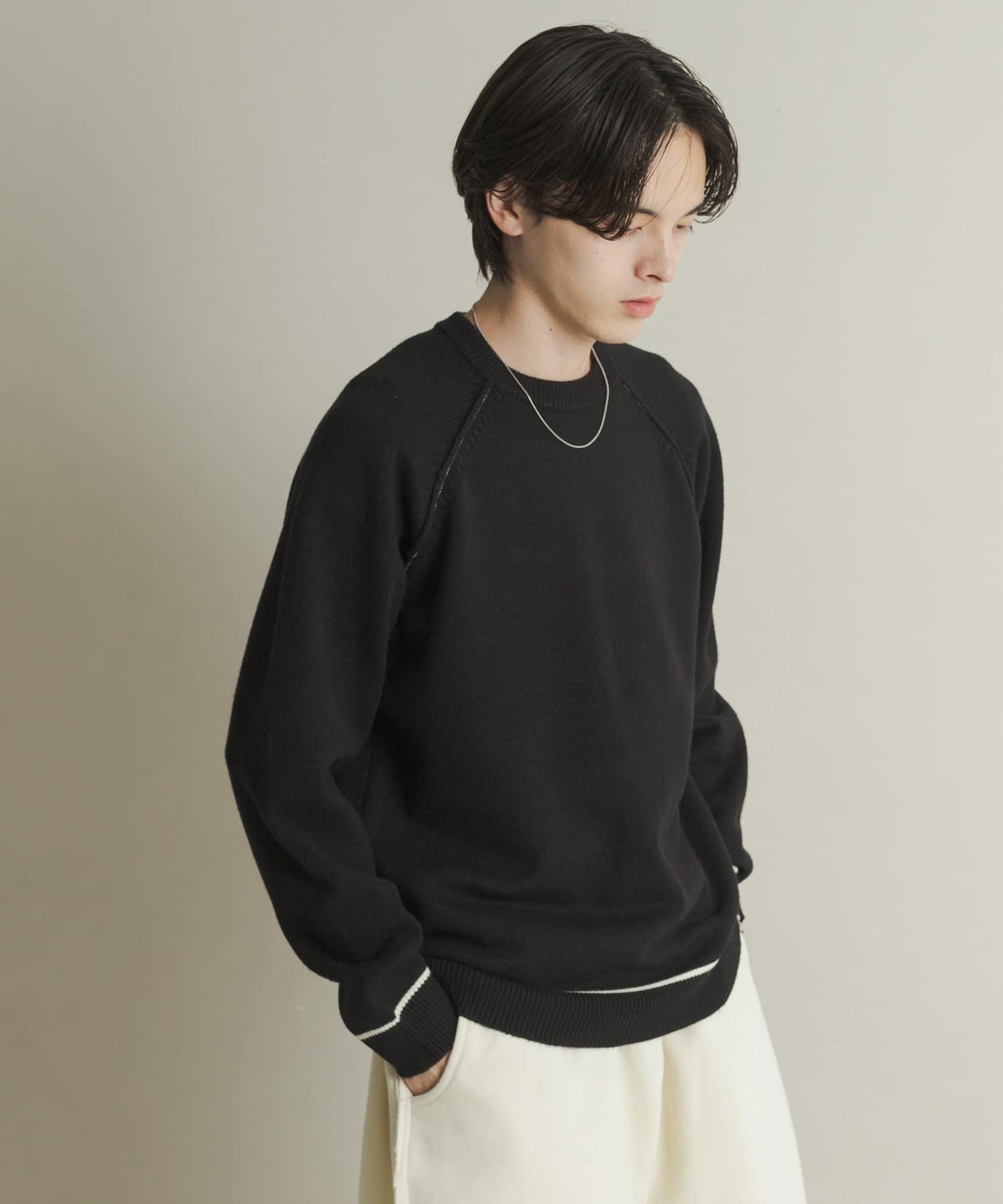 部分色 可水洗/防起球 彈力拼色針織衫