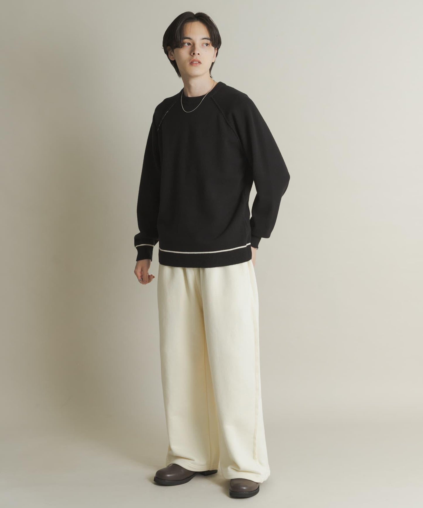 部分色 可水洗/防起球 彈力拼色針織衫