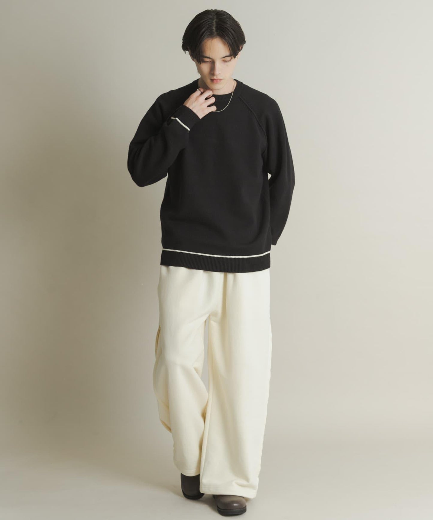 部分色 可水洗/防起球 彈力拼色針織衫