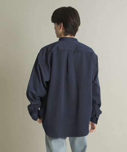 羊毛感立領寬鬆襯衫