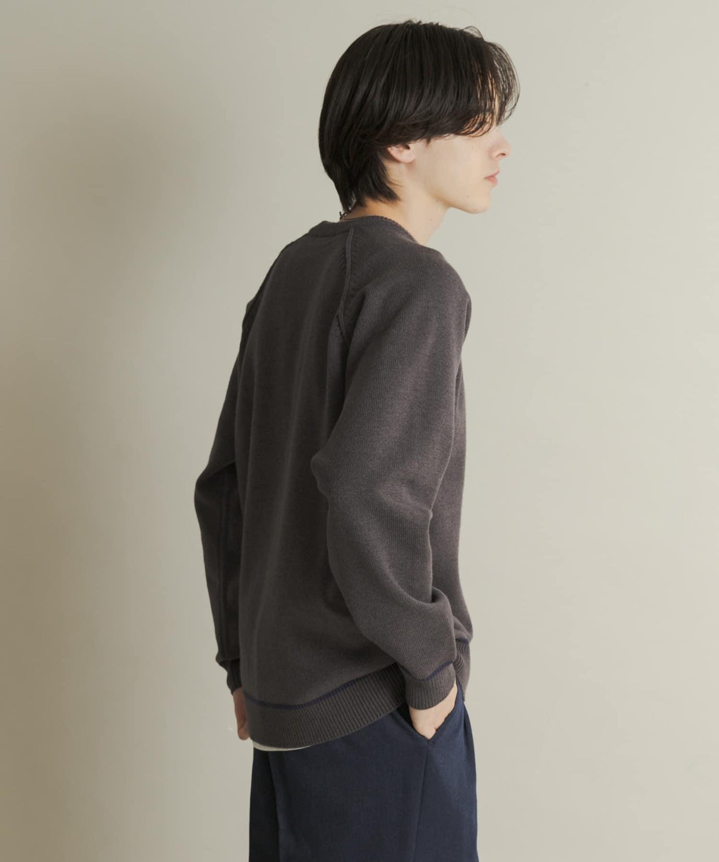 部分色 可水洗/防起球 彈力拼色針織衫