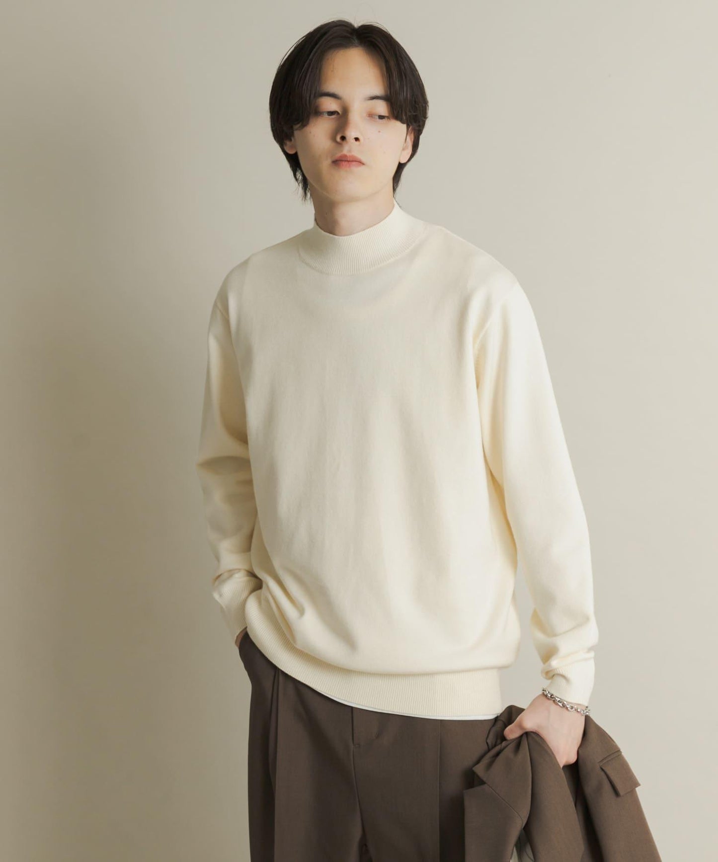 部分色 可水洗/防起球 彈力高領針織衫