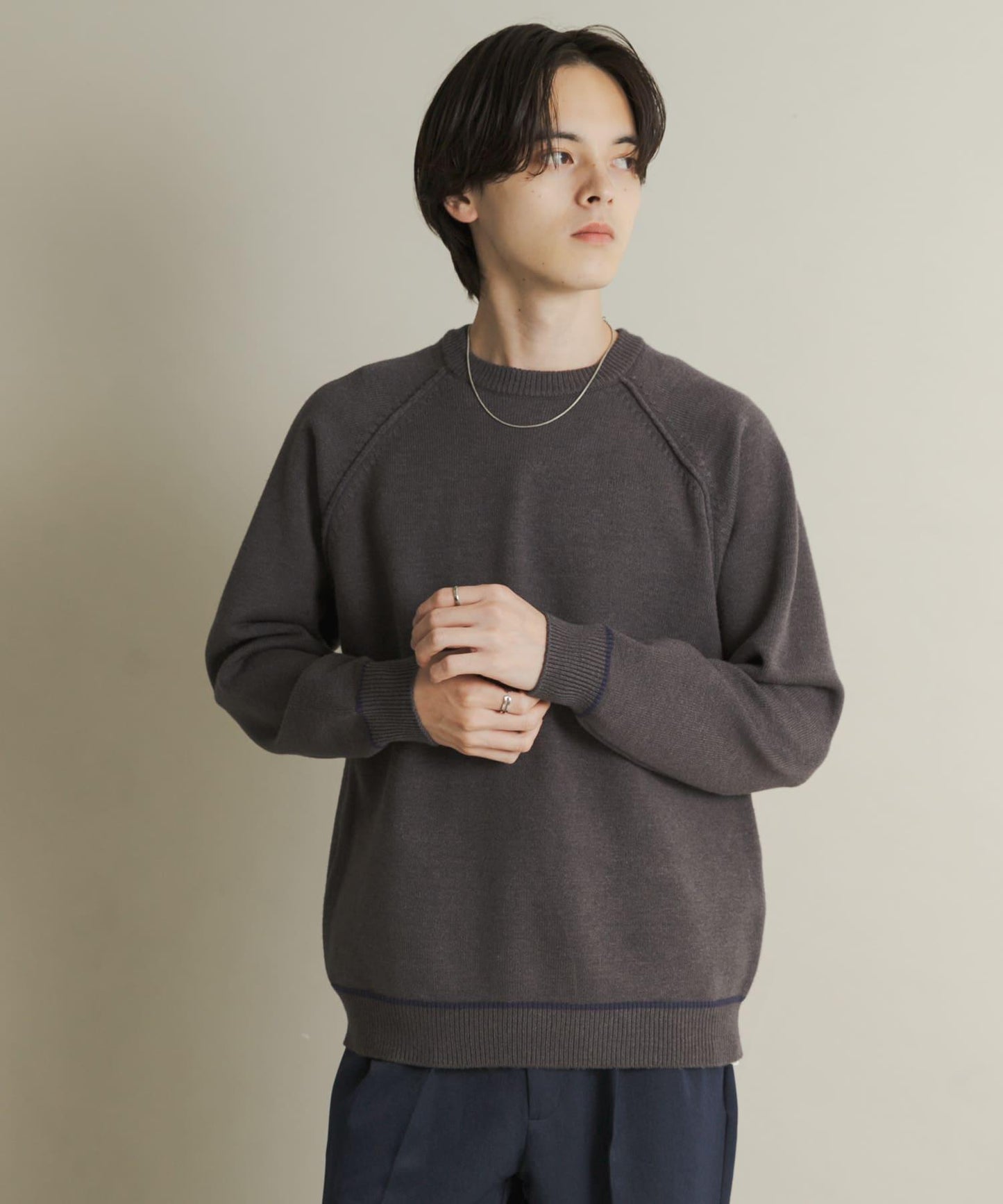 部分色 可水洗/防起球 彈力拼色針織衫