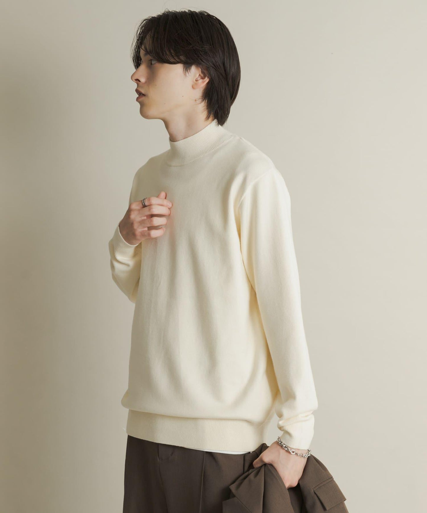 部分色 可水洗/防起球 彈力高領針織衫