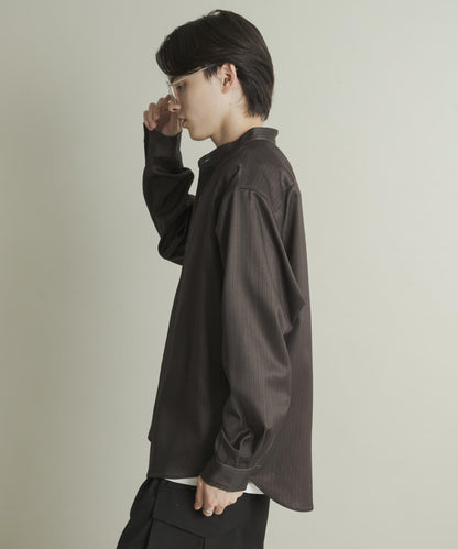 羊毛感立領寬鬆襯衫