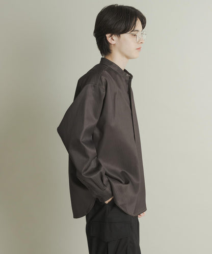 羊毛感立領寬鬆襯衫