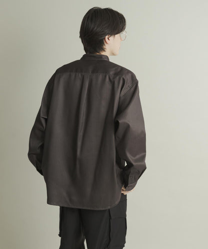 羊毛感立領寬鬆襯衫