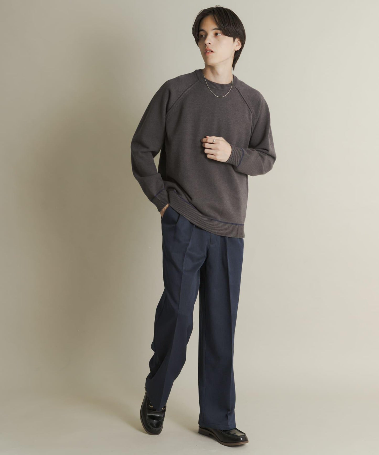 部分色 可水洗/防起球 彈力拼色針織衫