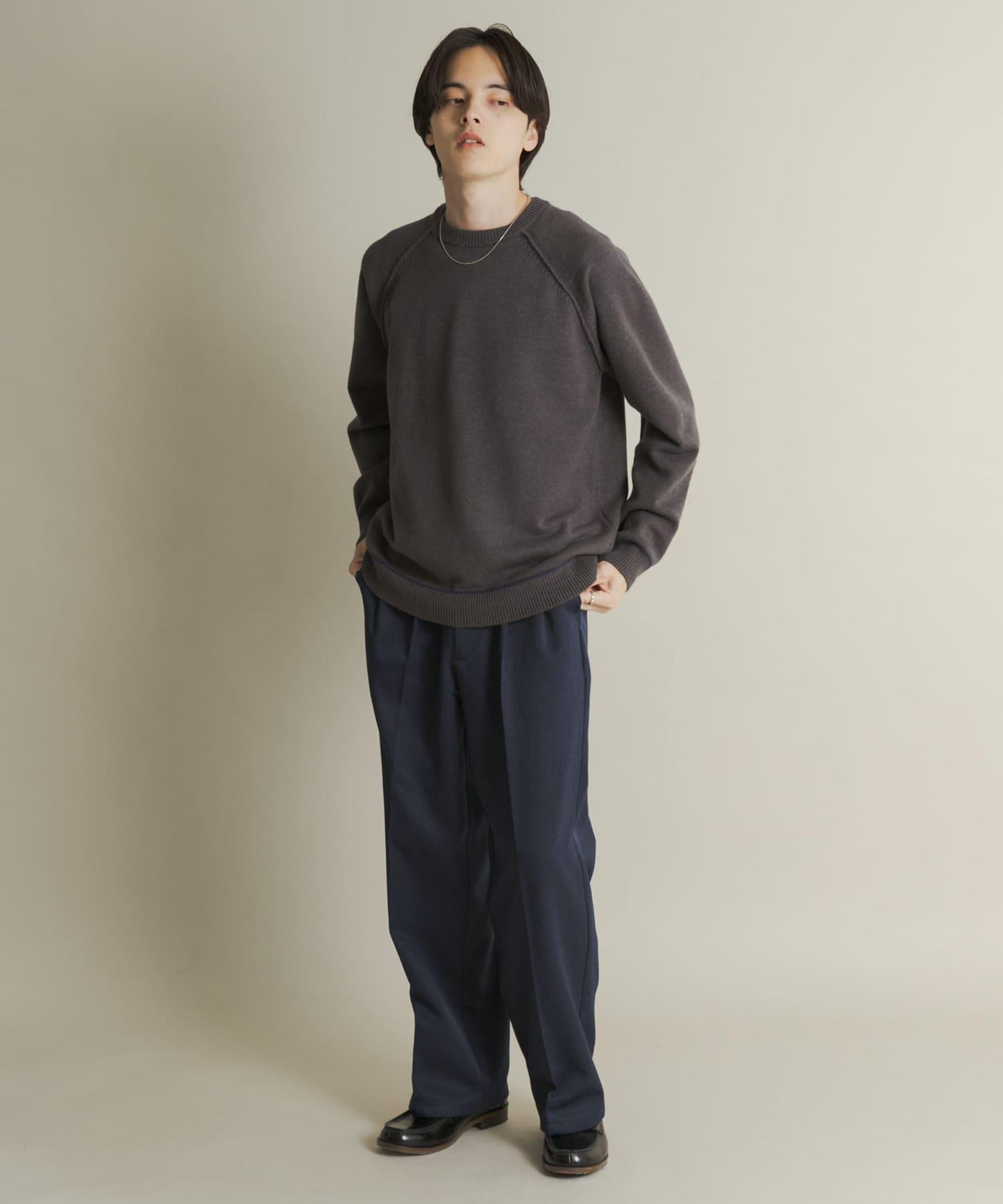 部分色 可水洗/防起球 彈力拼色針織衫