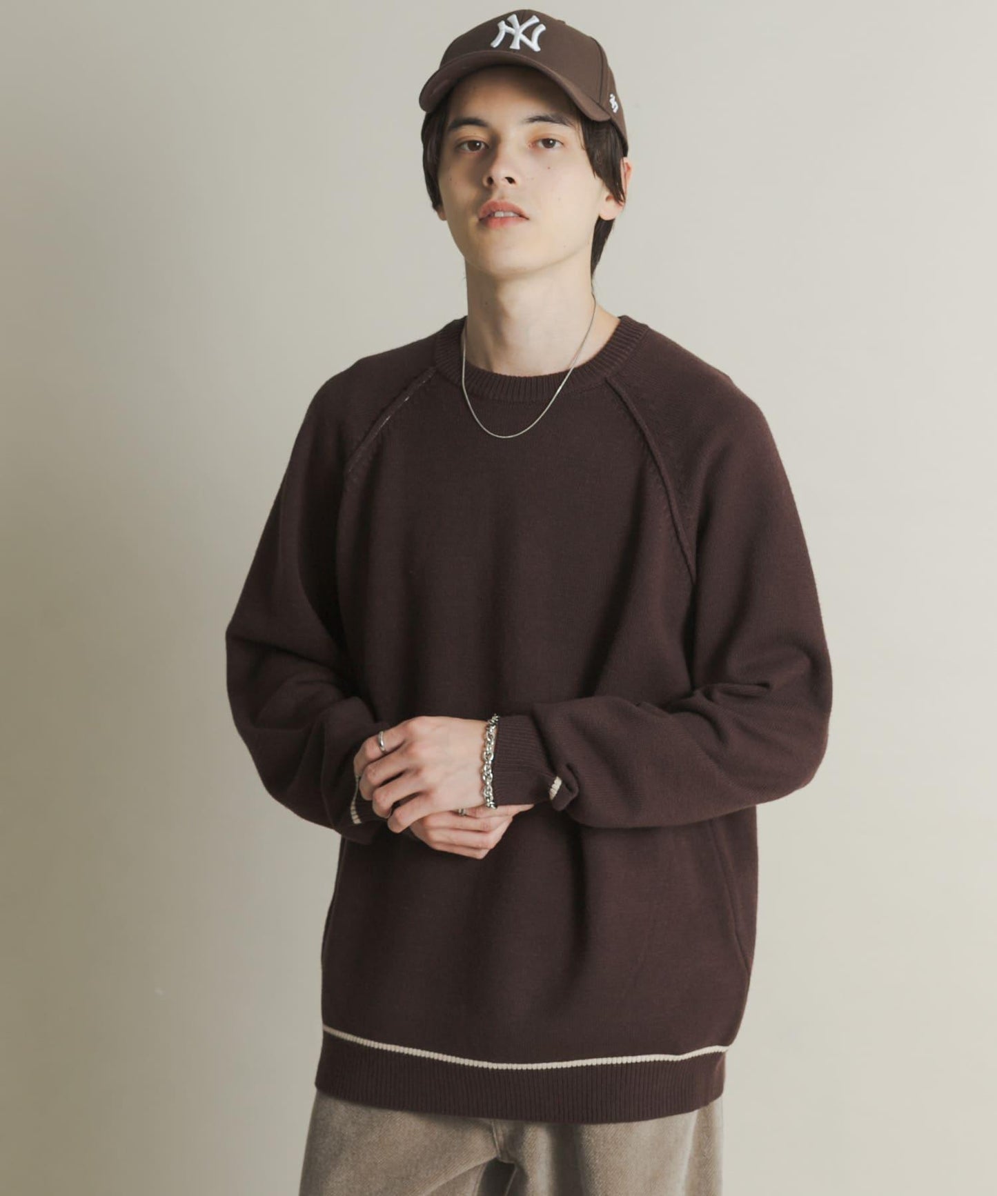 部分色 可水洗/防起球 彈力拼色針織衫