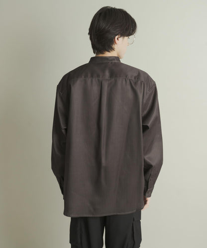 羊毛感立領寬鬆襯衫