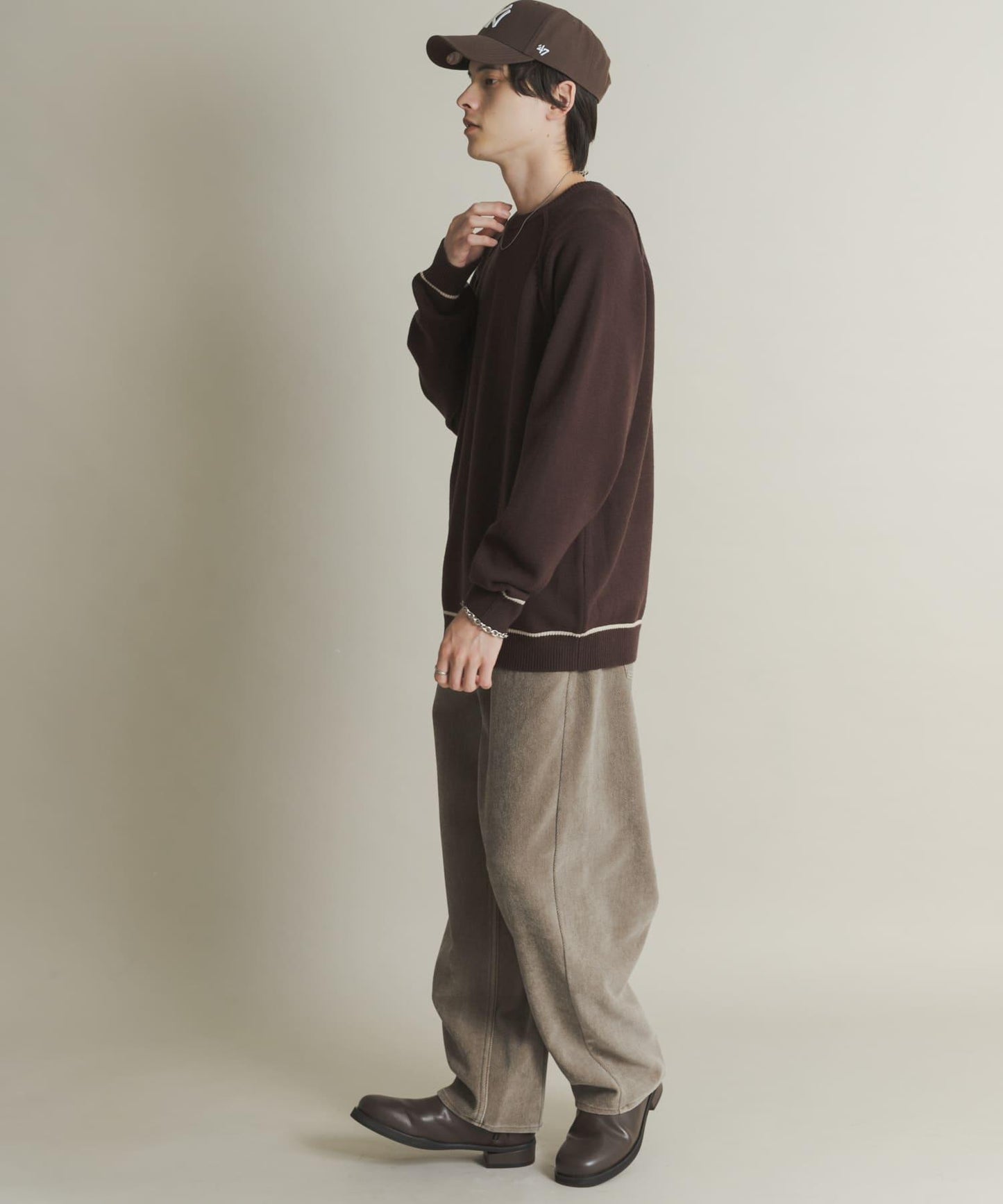 部分色 可水洗/防起球 彈力拼色針織衫