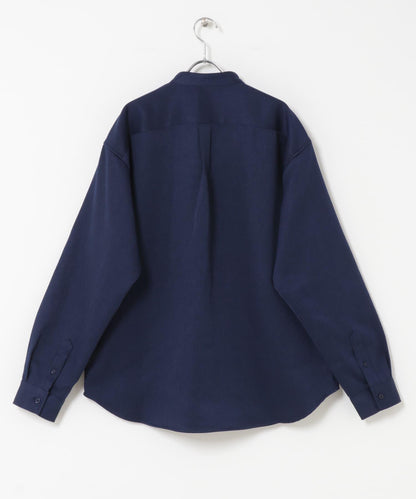 羊毛感立領寬鬆襯衫