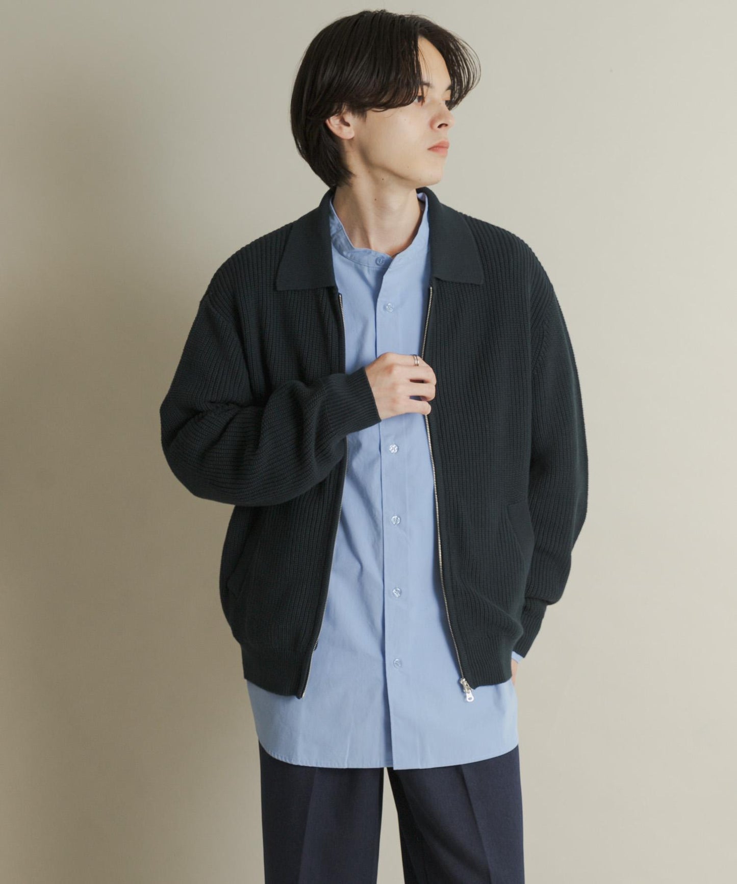 雙拉鍊針織開衫