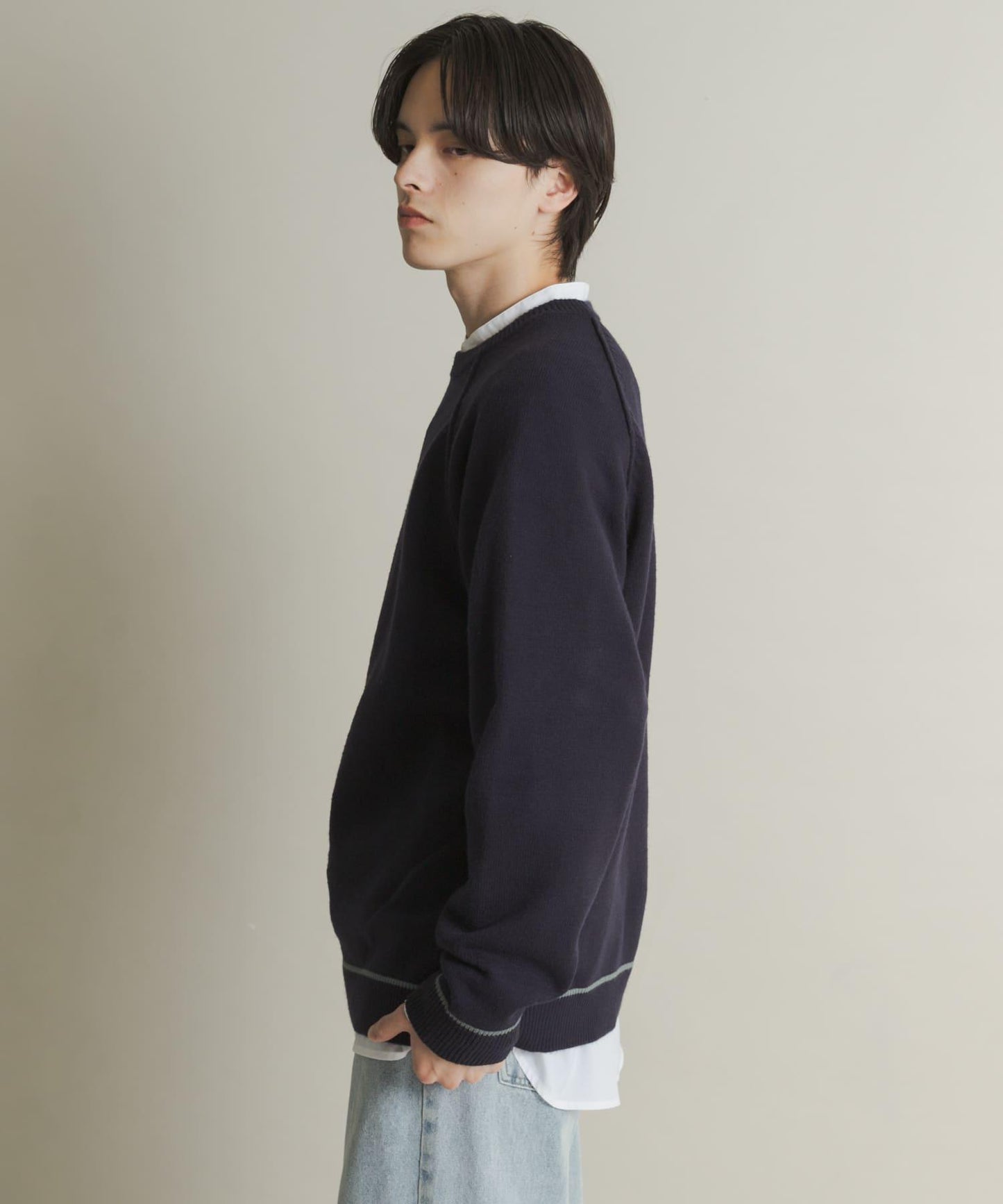 部分色 可水洗/防起球 彈力拼色針織衫